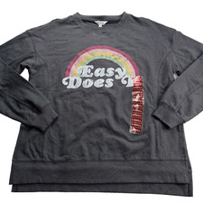 Wildfox Women's Pullover Sweatshirt Size XS Charcoal Gray Easy Does It Rainbow
