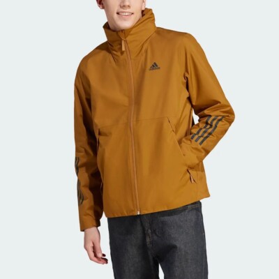 Size M- ADIDAS MEN'S BSC 3-STRIPES JACKET, BRONZE