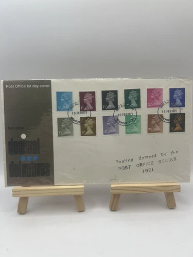 GB Low Value Decimal Definitives First Day Cover 1971 Strike Delayed Stamp.