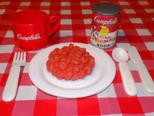 Campbell's Play Food Lot Chicken Noodle soup Bowl Spoon Cup Realistic RARE HTF
