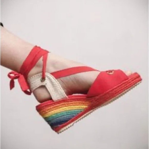 Miss L Fire rainbow espadrilles 6 37 Martha Wedge - Picture 9 of 9
