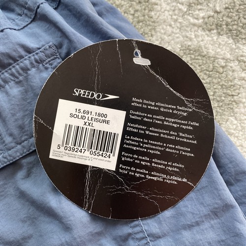 Vintage Speedo | BLAU solide Freizeit Badeshorts Badehose | Herren 2XL XXL NEU - Bild 4 von 9