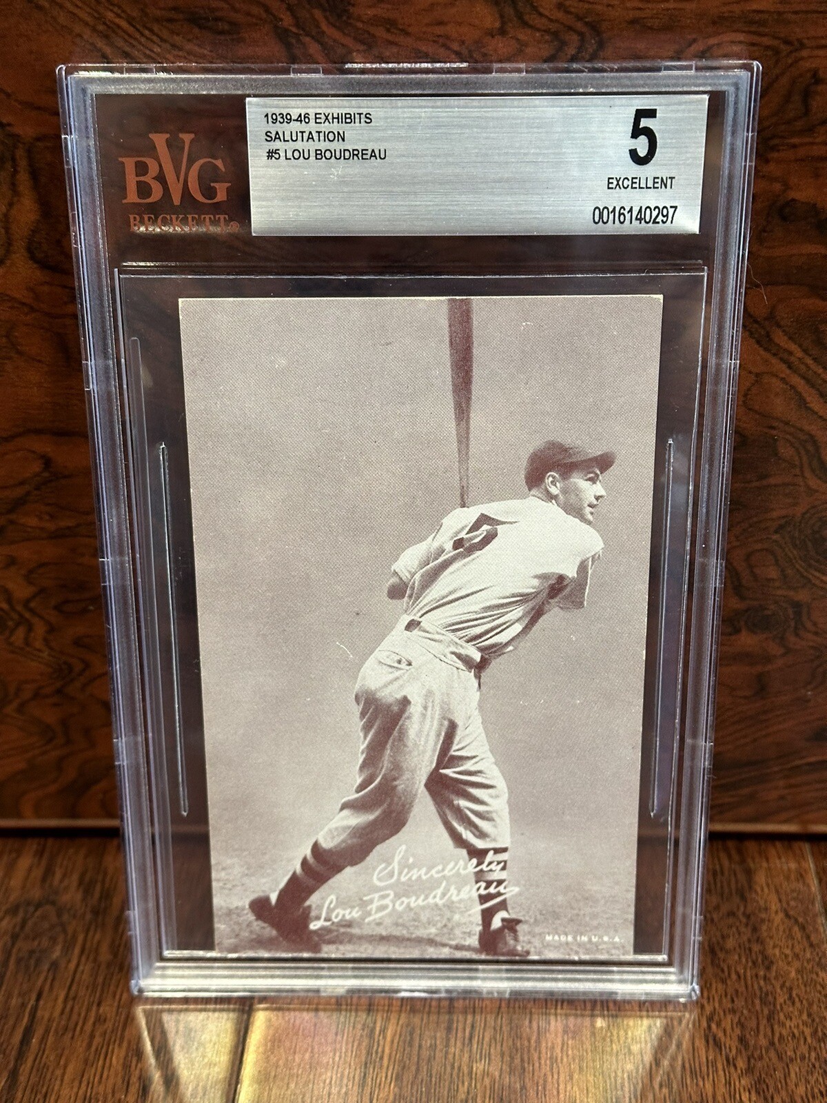 1939 - 1946 Exhibits ~ Lou Boudreau ~ BVG Graded 5