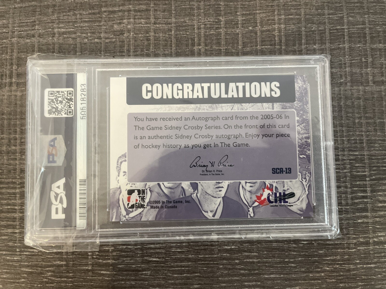 Sidney Crosby In The Game Crosby Series ITG RC Auto PSA 10 POP 3 Not YG