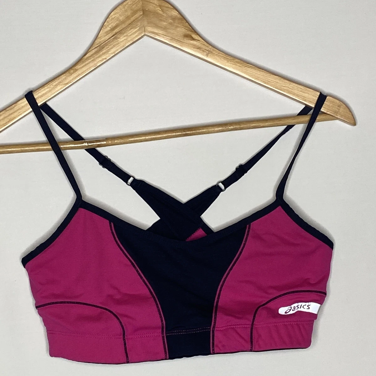 ASICS Pink & Black Crisscross Power Sports Bra Size S