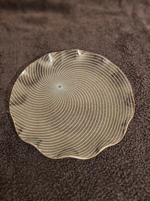 Vintage Chance Glas Op-Art Spirale Servierplatte Platte 21 cm