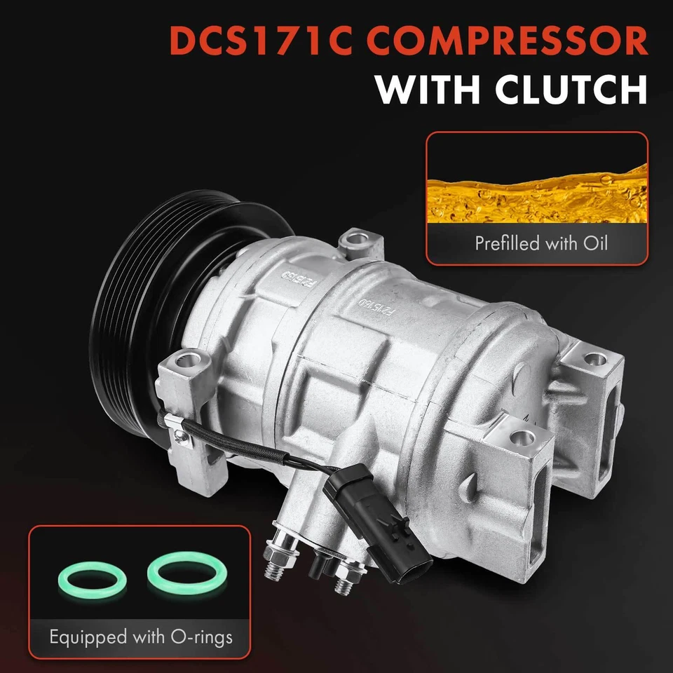 New A/C AC Compressor with Clutch for Chrysler Pacifica 2004 2005 2006 V6 3.5L - Image 3 of 4