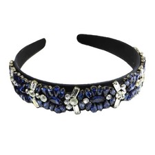 Baroque Rhinestone Crystal Headband Exquisite Hairband Blue Size M