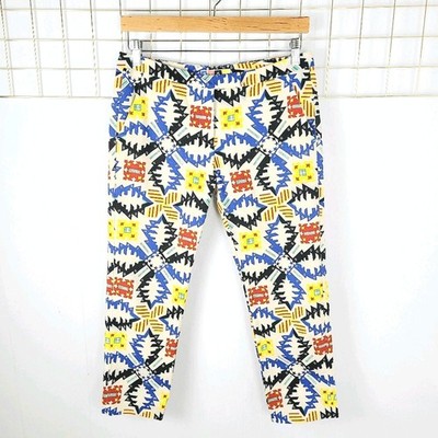 MSGM Womens Pant 40 US 6 Tribal Aztec Made in Italy Slim Ankle Length- Read