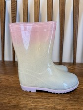 Primark Girls Glitter Ombr Rain Boots Pink Blue Size 10