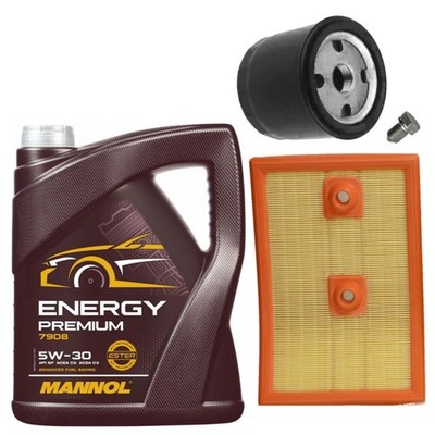 5L MANNOL OIL & AIR OIL FILTERS SERVICE KIT FOR SKODA OCTAVIA 1.2 1.4 TSI 12-21