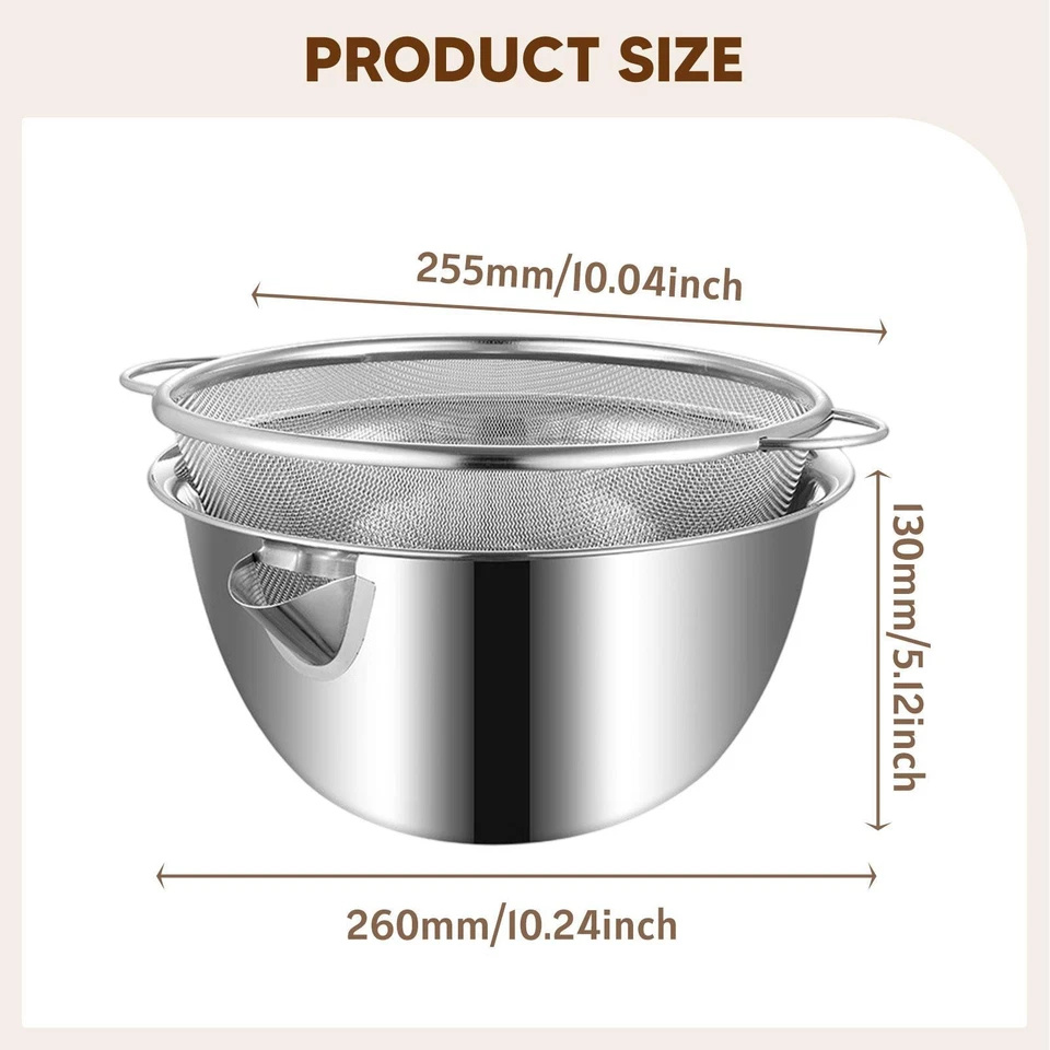 Colander with Bowl for Washing Vegetables Fruits Pasta Strainer Stainless Steel - Image 3 of 4