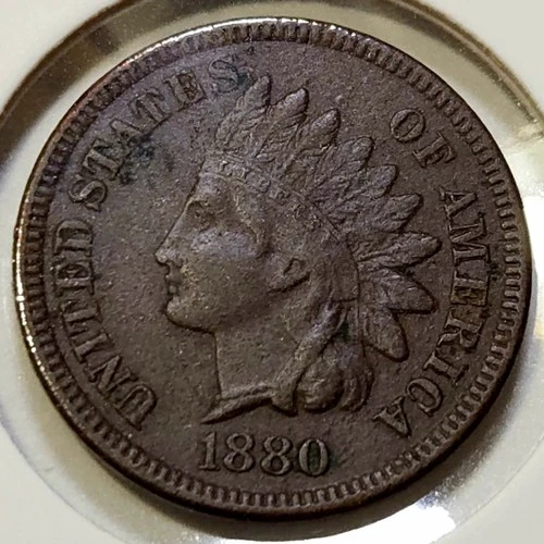1880 Indian Head Cent - XF - Dark - Faint Diamonds - Very Minor Enviro. Issue