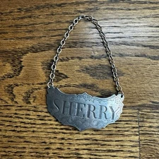 Vintage STIEFF Pewter Liquor Bottle Decanter Label Sherry Tag historic Newport