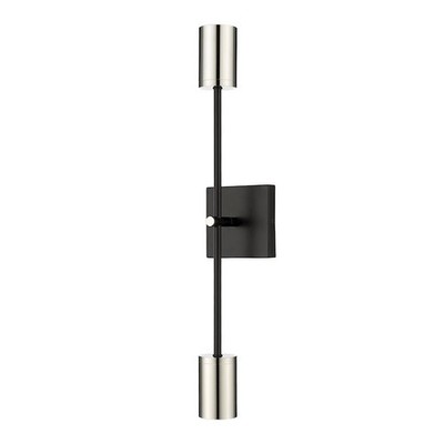 Z-Lite Calumet 2 Light 24'' Wall Sconce, Black/Polished Nickel - 814-2S-MB-PN