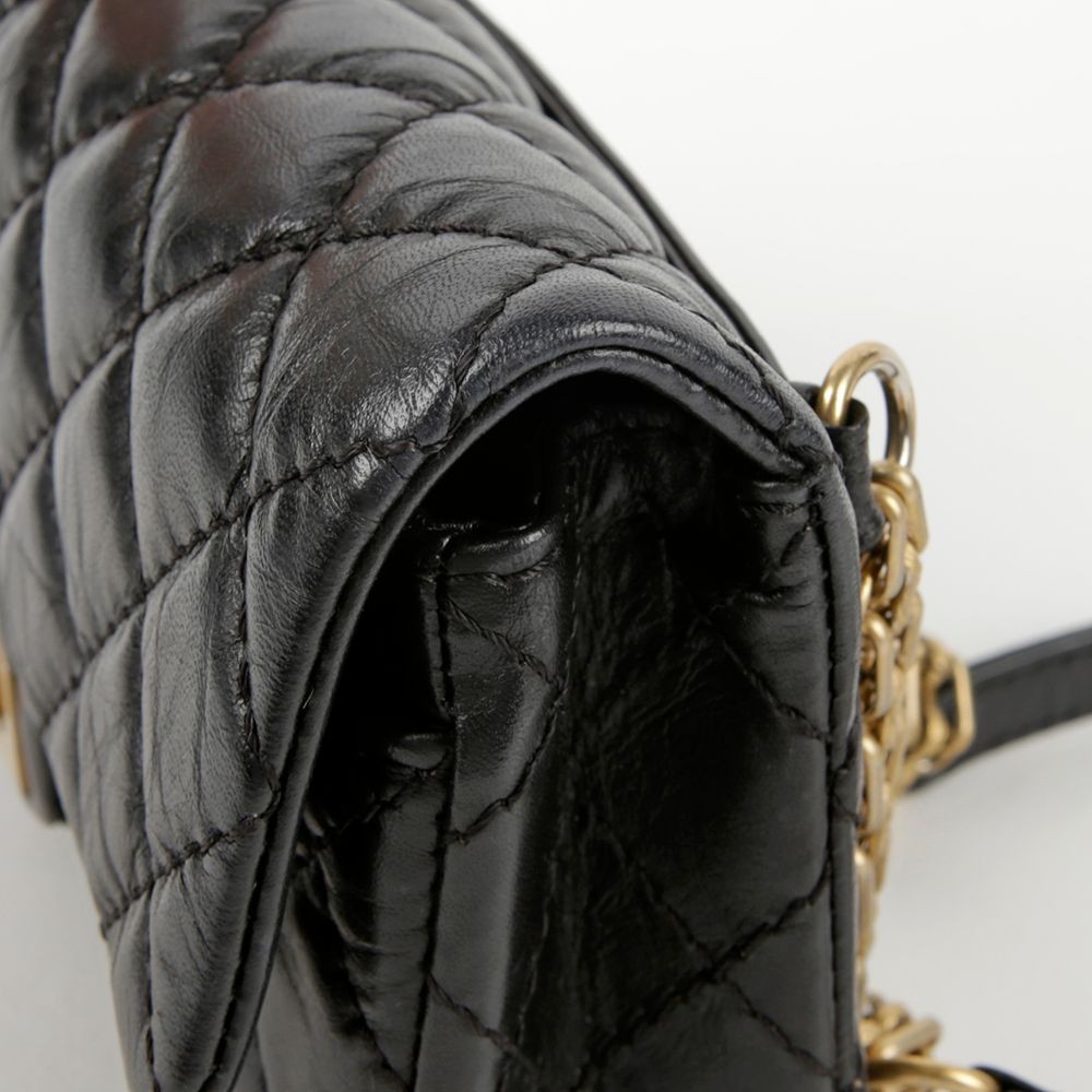 CHANEL Vintage Calf 2.55 Chain Belt Bag Black A57791