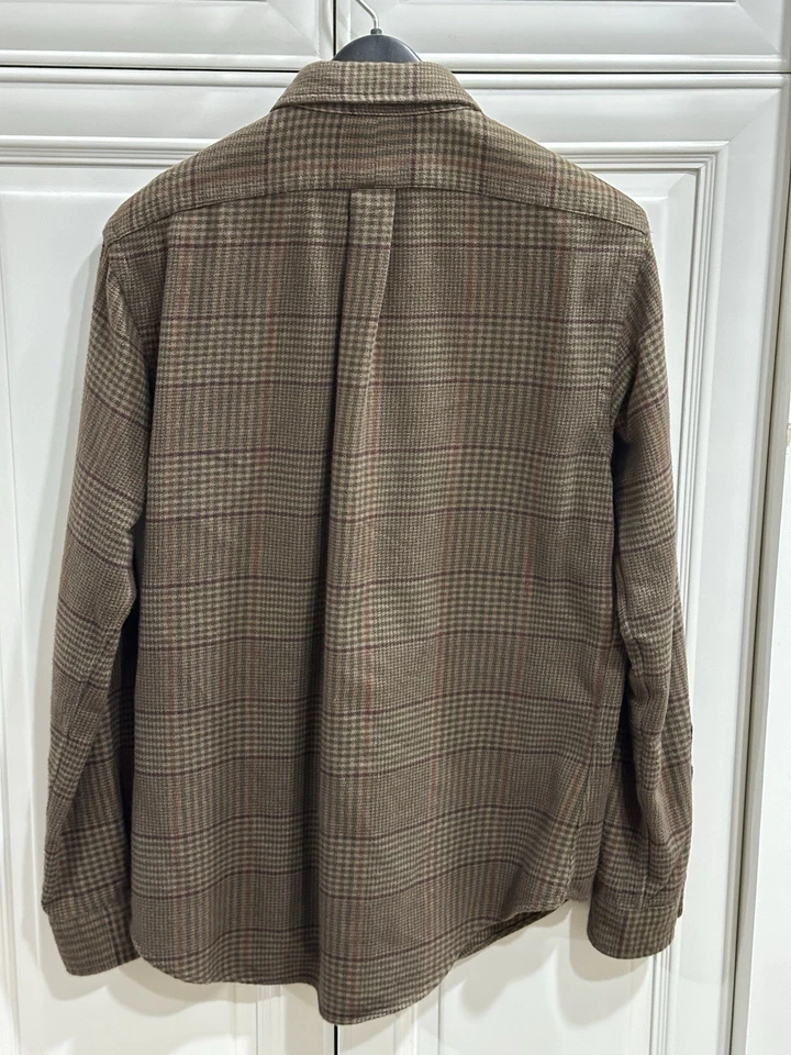 Polo Ralph Lauren Para Hombre Camisa Tirador Parche Cuero Cuadros M Manga Larga Foto 2 de 4