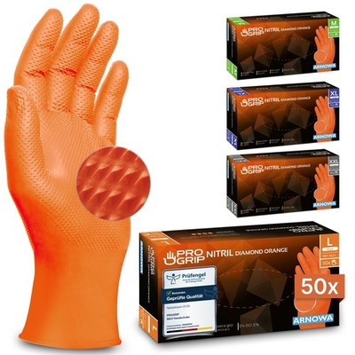 Einmal Handschuhe PROGRIP Nitril orange - Einweghandschuhe GRIP 50 Stück