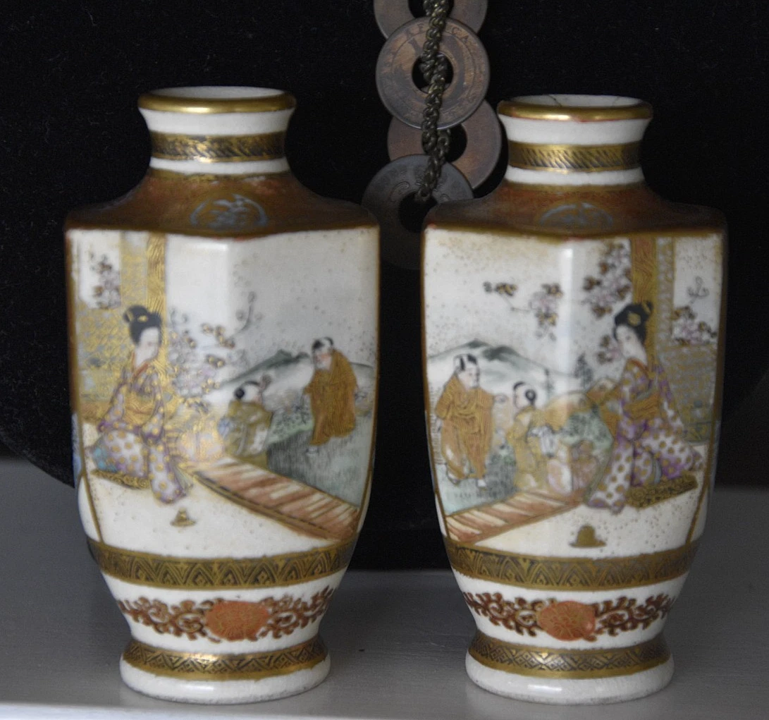 陶瓷多色日本古董花瓶| eBay