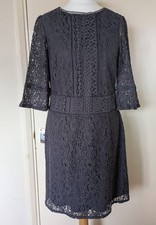 Oasis Charcoal Grey Lace Dress Size M Races Garden Party Occasion Dress
