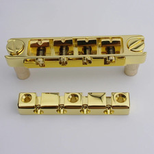4 String High Mass Bass Bridge with Vintage CNC Machined Steel Tailpiece Gold