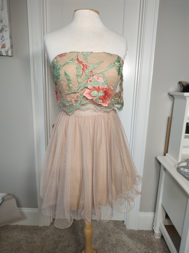 City Studio Strapless Floral Embroidered Tulle Fit & Flare Dress 13