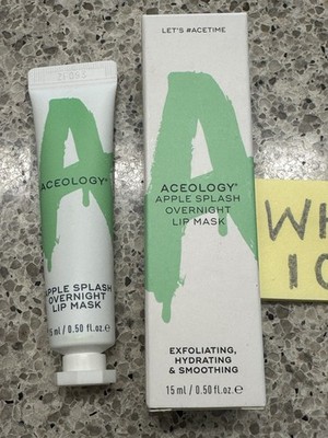 ACEOLOGY Overnight Lip Mask Exfoliate APPLE SPLASH .50oz/15mL FULL