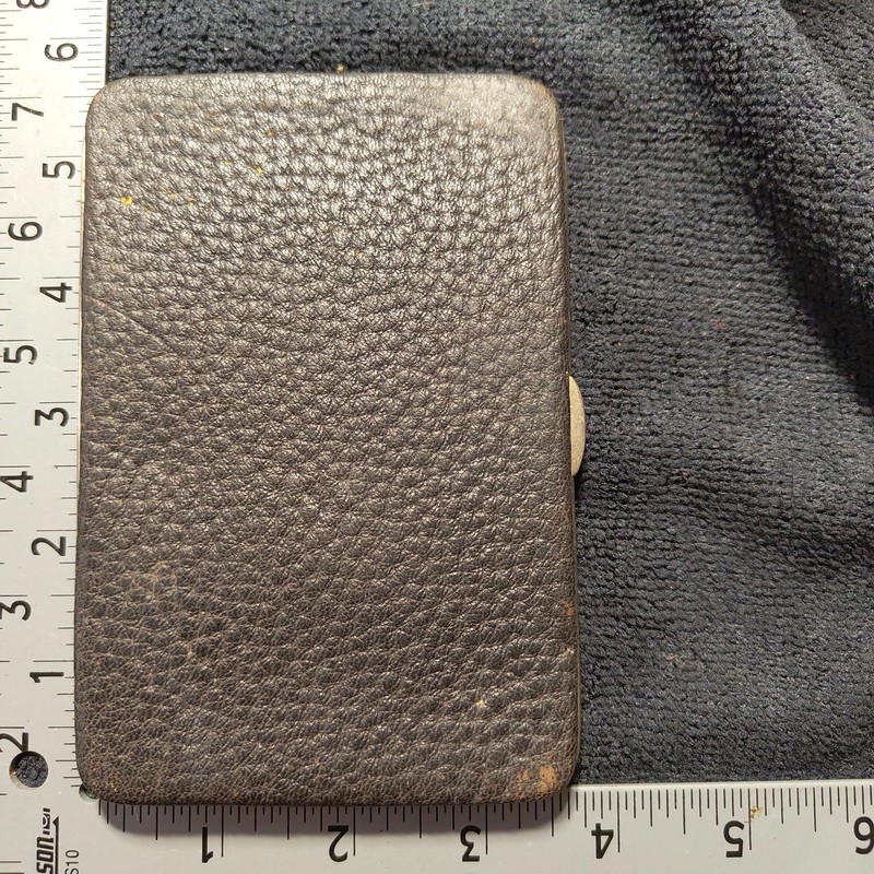 Antique Vintage Leather Cigarette Case Pebbled Brown Push Clasp Tobacciana Deco