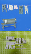 1/35 Scale Clothesline & Wash Basin Resin Set – Civilian Laundry Accessories
