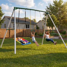 700lbs Heavy Duty 9.5ft Large Metal Swing Set Kids Adults Playset with 3 Swings