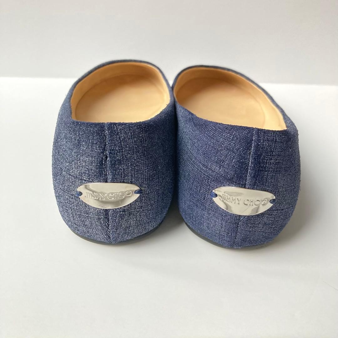 Jimmy Choo Python Embossed Denim Flat Pumps, Size… - image 8