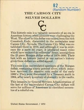 1882-CC GSA Morgan Silver Dollar empty Box and COA card (NO COIN)