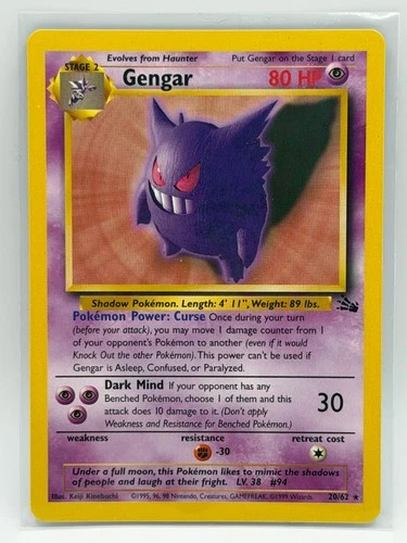 Gengar 20/62 Fossil Rare Non Holo WOTC 1999 Pokemon Card LP/NM Vintage
