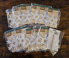 NIB Set of 12 Rustic White Wood Snowflake Ornaments