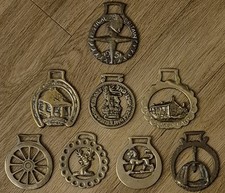 Vintage Horse Brass Lot &ndash; Festival of Britain, Land&rsquo;s End, Tavern Set (8pcs)