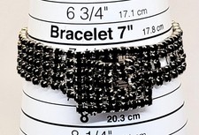 Vintage Plateado Con Cinturón BELT De Pedrería Negra 8" x 5/8" Brazalete