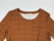 LOFT Outlet Rust Leopard Print Swing Dress M 3/4 Sleeve A-Line Rayon Knit