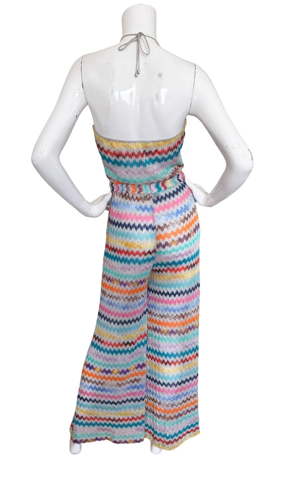 Missoni Mare 连身裤 ZigZag 针织彩虹银色吊带宽腿 40 码 S 码 — 第 3/4 张图片