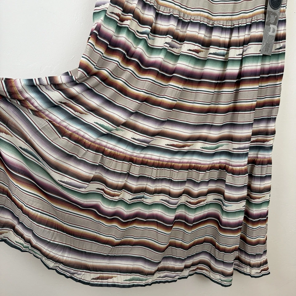 Falda Doble D Rancho Santa Rita Para Mujer S Niveles Serape Rayas Boho Occidental NUEVA Foto 3 de 4