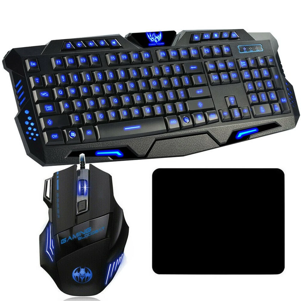 Computer Desktop Gaming Keyboard and Mouse Mechanical Feel LED Light Backlit - Image 2 of 4