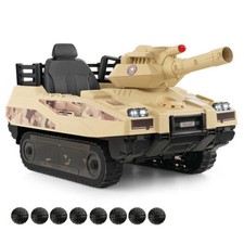 12V Electric Kids Ride On Tank with Rotatable Turret and 8 Missiles for Kids Age