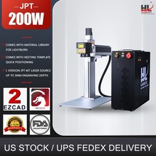 JPT MOPA 200W Fiber Laser Cut Color Engraver Machine with Motorized Lift Z-Axis