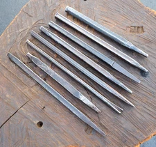 8PC LRG CHISEL DRIFT PUNCH CHASING VINTAGE REPOUSSE BLACKSMITH ANVIL JEWELER