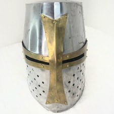Crusader Templar Knight helmet Medieval Larp With Leather Chin Strap