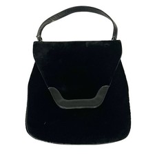 Vintage Black Velvet Purse Handbag Shoulder Evening Bag Jana