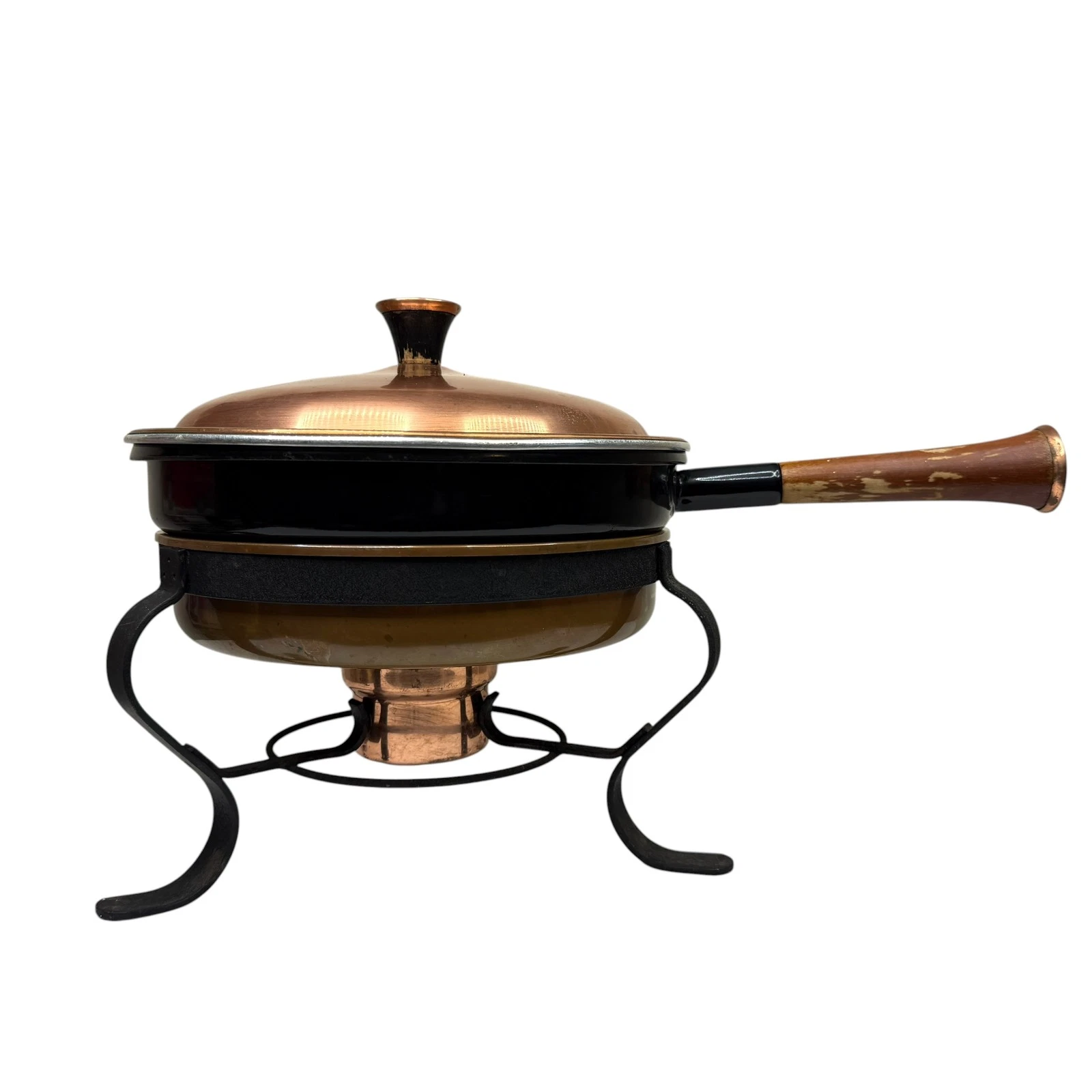 Vintage Copper & Enamel Fondue Pot Set with Stand & Burner - Mid-Century
Opens in a new window or ta