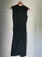 Mango Ruched Black Dress - Size 10 / M -  Excellent Used Condition