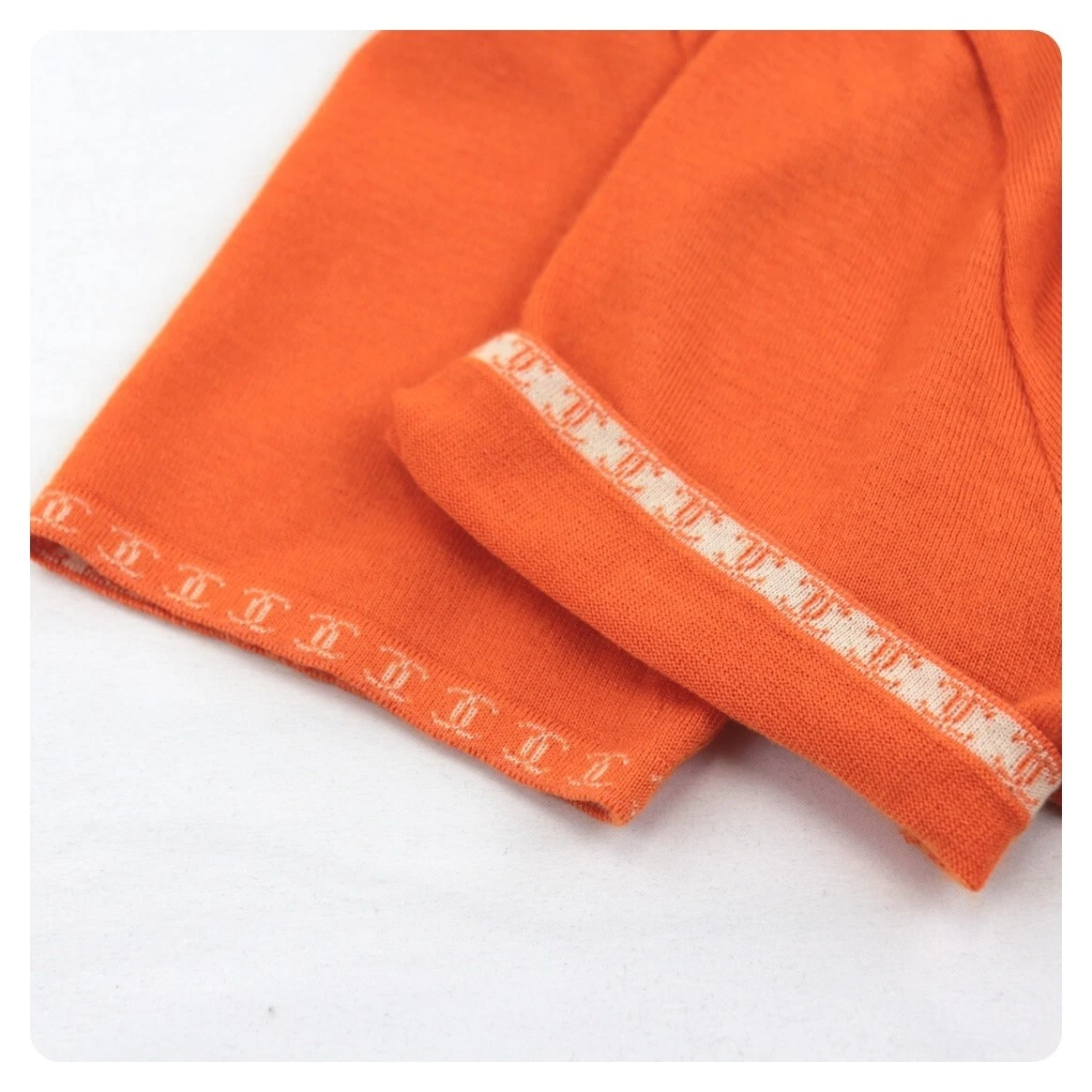 CHANEL 100% Cashmere Knit T-shirt Orange Authentic Women Used from