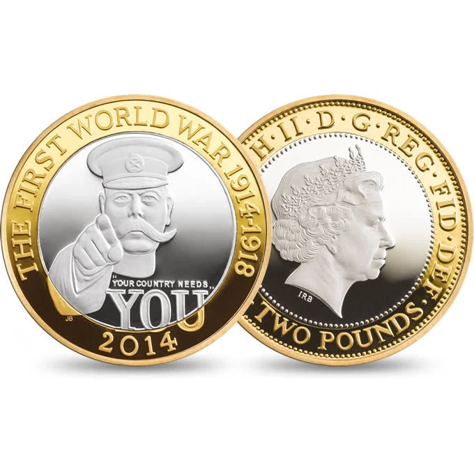 Moneda de 2 libras esterlinas del Reino Unido 100 aniversario de la Primera Guerra Mundial - Brote 2014 Foto 2 de 2