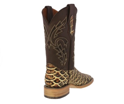 Mens Sand Western Boots Leather Anaconda Snake Print Cowboy  display picture 1